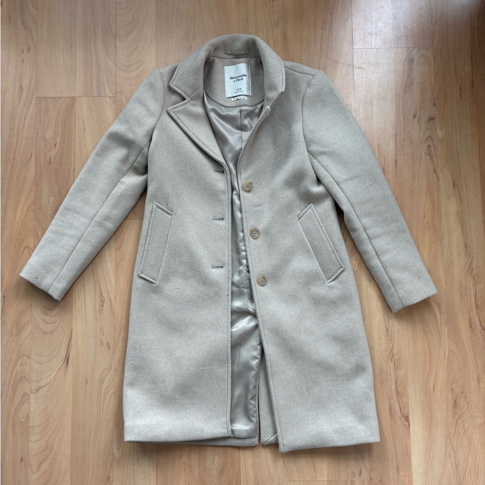Abercrombie & Fitch Women's Cream Wool-Blend Pea Coat